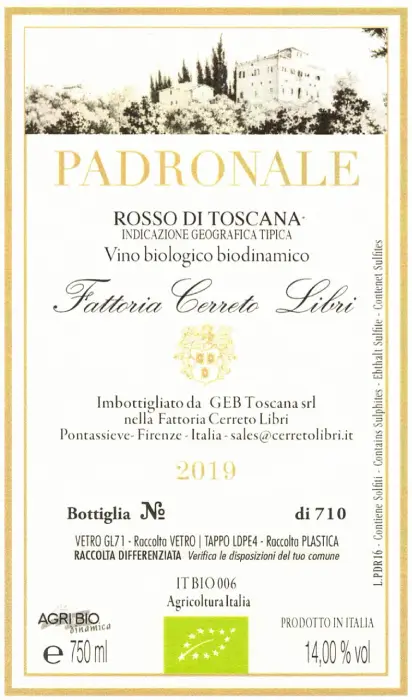 Padronale IGT Toscana - Vino Biologico Cerreto Libri